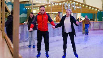 Couple ice skating
